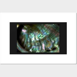 BLACK RAINBOW MOTHER OF PEARL SHELL METALLIC SHIMMER Posters and Art